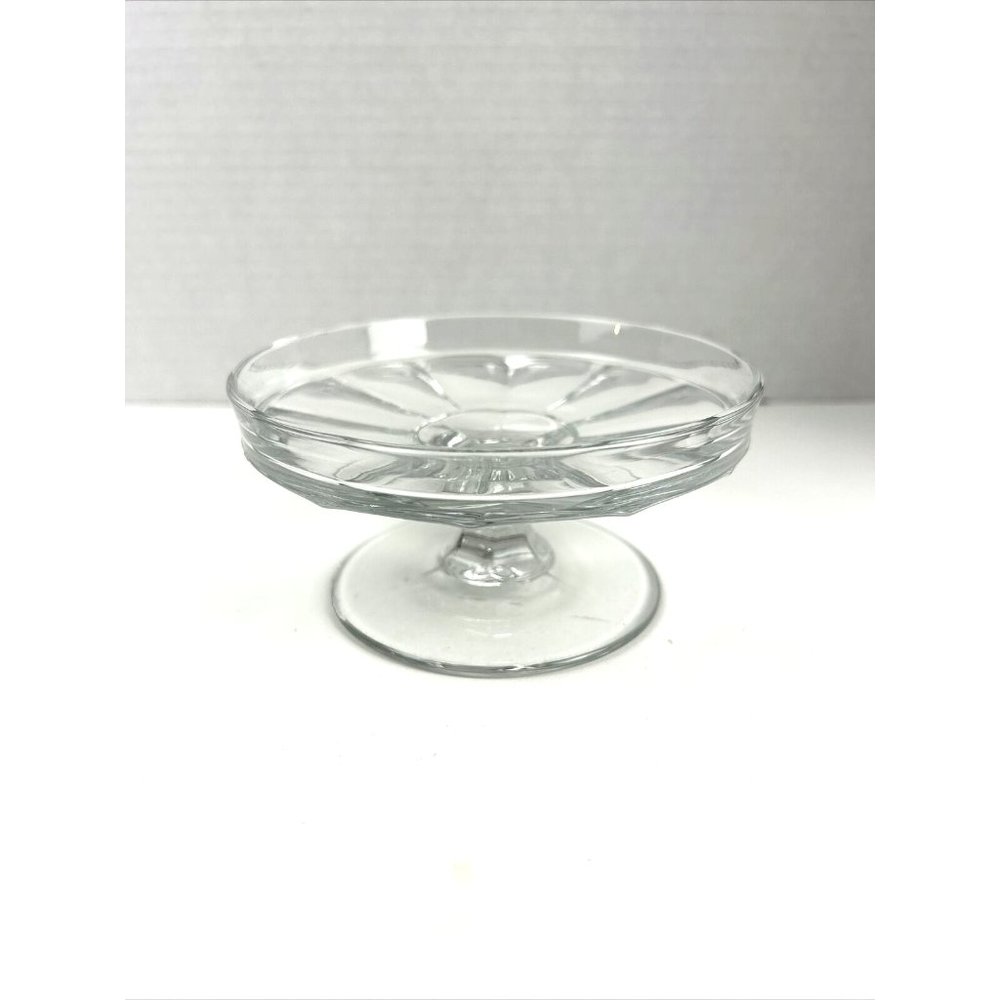 Heisey Vintage Clear Glass Pedestal Stemmed Cheese Stand 2.5"H x 5"W
